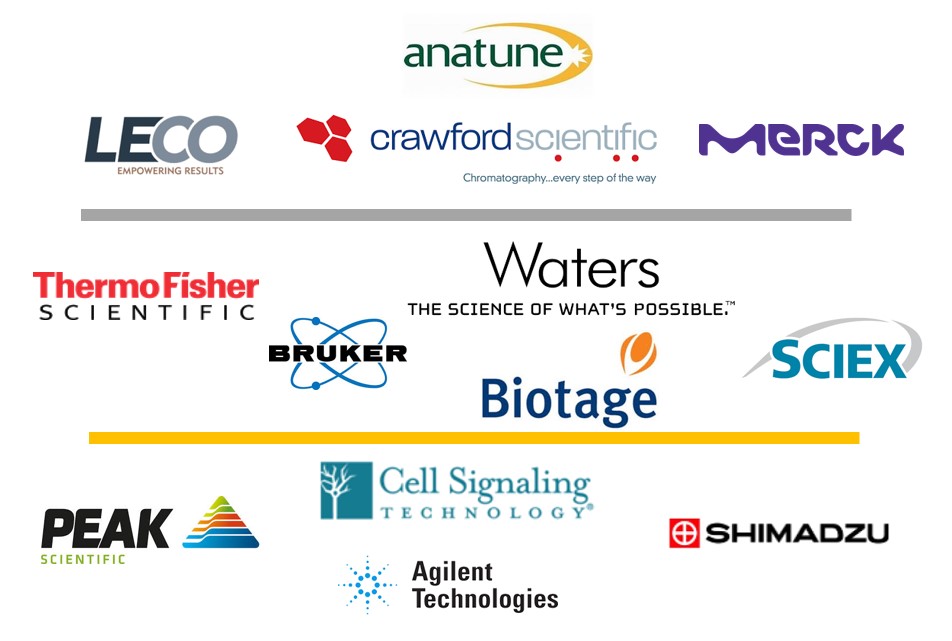 2020 sponsors LECO anatune crawfordscientific merck thermofisher bruker waters biotage sciex peakscientific cst aligent shimadzu